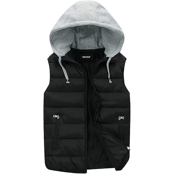 8YARDS Men’s BIG HOODIE VEST フード付き中綿ベスト ZSHOW Men's Lightweight Winter Gilets Outdoor Windproof Vest