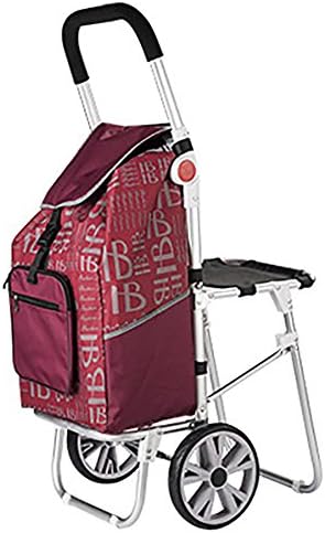 ZGL Trolley Trolley Aluminum Alloy Shopping Cart With Seat Ultralight Shopping Cart Portable Luggage Cart Old Man Pull Cart Effort Pull Rod Car Hand Car (Color : Style-2)