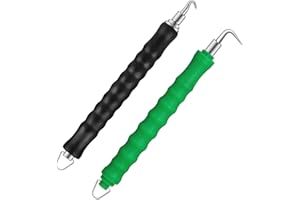 DEDC 2 pz Automatico Tirafili Attrezzo per Legare Tondo Cemento Armato Filo Torsione a Spirale Legare Attrezzo Recinzione a Filo Metallico di Cemento Gancio Curvo Nero + Gancio Dritto Verde