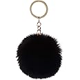 LIDOUK 2 Pieces Pom Poms Keychains Fluffy Faux Pompoms Keyring Soft Plush Key Ring Ornament Pendant Accessory for Ladies Girls