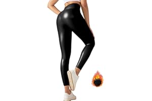 Neteson Leggins Donna Ecopelle Push Up Vita Alta Pantaloni in Pelle Eleganti Sexy Elastico Skinny Leggings Opachi