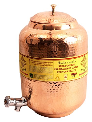 indischen Kunst Villa reines Kupfer 5 Ltr. Wasser Topf Speicher mit Wasserhahn Küche Home Garten Gesundheit