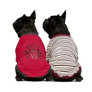 Fitwarm 2-Pack Mother's Day Best Mom Ever Dog Shirt for Pet Clothes 100% Cotton Puppy T-Shirts Cat Tee Breathable Stretchy Costumes X-Small