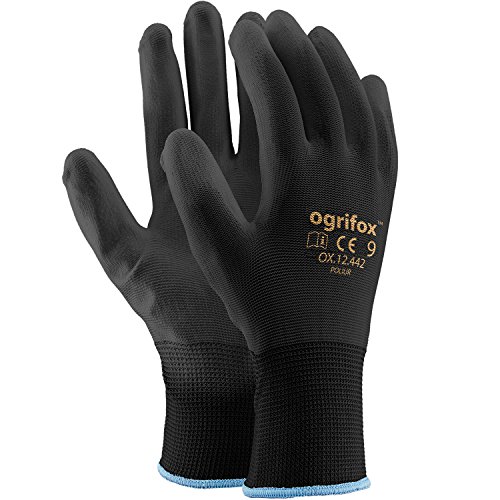 24 Paar Paar - Größe 8 (M) - PU schwarz beschichtet Nylon Arbeitshandschuhe - Menge wählbar - Alle Größen. Garten-, Builders, Mechaniker Handschuh