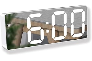 BSWL Horloge Numérique avec Grand écran LED,Reveil Numerique avec Temperature Horloge Digitale Luminosité Réglable Horloge Murale Numerique Digitale a Pile/USB 2 Alarmes, 12/24H, Fonction Snooze