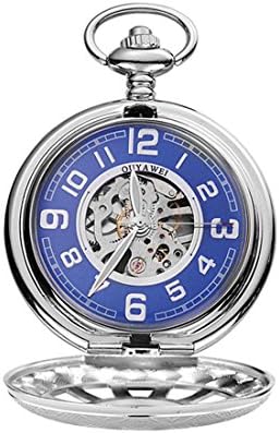 Wollways Gold Mechanical Hand Wind Pocket Watch Engraved Arabic Numerals