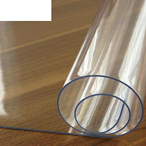 YYHSO PVC Waterproof Plastic Tablecloth Tablecloth,Disposable Placemats Soft Glass Coffee Table Pad, Transparent Matte Crystal Plate-A 90*90cm(53inchx35inch)