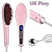 Hair Straightening Brush from LINKGU - New Ceramic No-Damage Faster Styling and Detangling Electric Straightener with LCD Temperature Control for Short or Long, Black, Thick, Thin, Wavy Hair or Bangs - Portable Professional Beauty Product - Get Rid of Bed head today Pink