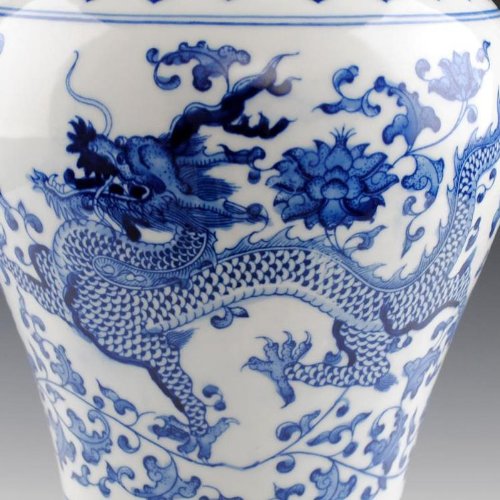 blauen und weißen Porzellan-Drache Vasen - 3