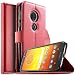 Produktbild KuGi Motorola Moto E5 Plus Hülle, Moto E5 Plus Wallet Case, Brieftasche Case Hülle PU Kunstleder Flip Case mit Standfunktion Kartenfächer und Bargeld für Moto E5 Plus Smartphone.Rot