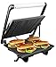 Produktbild Aicok Kontaktgrill, Sandwichmaker, Sandwichtoaster mit Antihaftbeschichtung für Fettarmes Grillen, Grillfläche 29,5 x 26,5 cm, Herausnehmbarer Krümmelschale, Edelstahlgehäuse, 2000W, Silber
