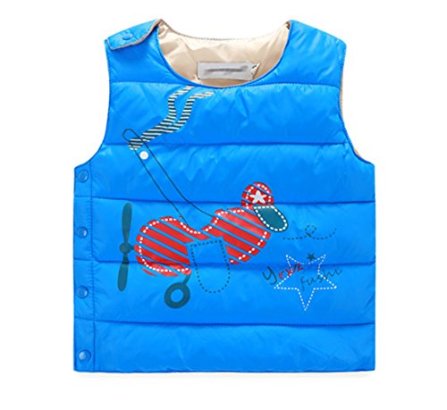 Taiycyxgan Little Boys Girls Cute Cartoon Winter Waistcoat Kids Down Vest Jacket Outfit Light Blue 140