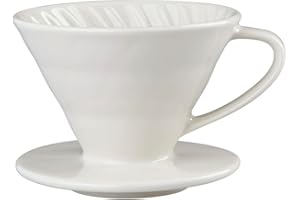 VIA CREMA Coffee Dripper V60 Size 02 White Ceramic, gocciolatore per caffè (Ceramic Dripper 02)