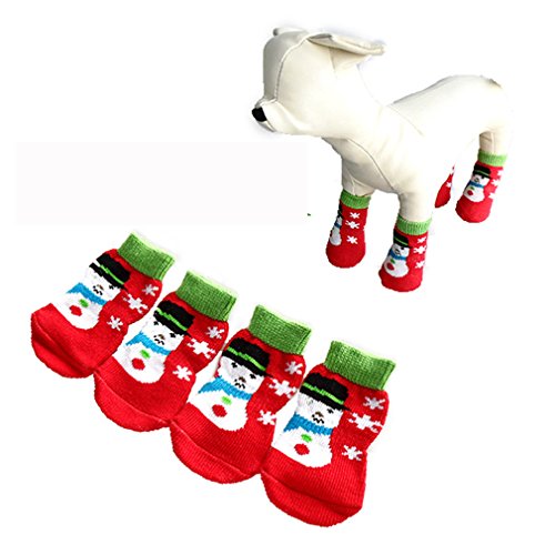 Kolylong-Christmas-Pet-Dog-Socks-Cute-Cartoon-Snowman-Dog-Non-slip-Warm-Socks