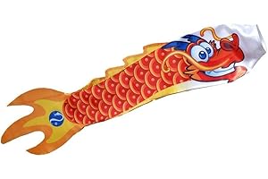 PUUPAA 1PC Dragon Shape Wind Sock, 70Cm Wind Sock Tent Festival Flag Windsock Kite Ornament(Orange)