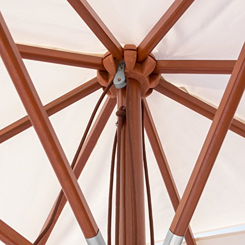 anndora Sonnenschirm 3 m rund Gartenschirm Holzschirm – 3 lagig Sand Beige - 5