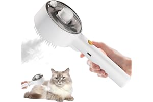 WDKXCN Katzenbürste mit Dampf, 3 In 1 Dampfbürste für Katzen, Katzenbürste mit UV Licht, Wassertank, Katzen Dampfbürste für Massage, Selbstreinigend, Haarbürsten für Hunde mit Dampf, Weiß