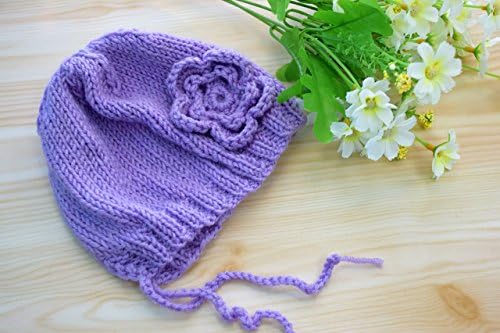 Baby Girl Hat With Flower Newborn Knit Beanie Knitting Toddler Hats Little Girls Flowers Baby Shower Gift Photography Prop Baby Shower Gift Wool Hair Accessory For Sister Baptism