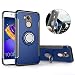 Produktbild Huawei Honor 6C Pro Hülle ,Honor 6C Pro Handyhülle mit Ring Kickstand - Mosoris Premium Silikon Shell mit 360 Grad Drehbarer Ständer und Handyhalterung Auto Magnet Ring , Dual Layer Stoßfest Rüstung Schutzhülle Bumper Tasche Case Cover für Huawei Honor 6C Pro , Blau