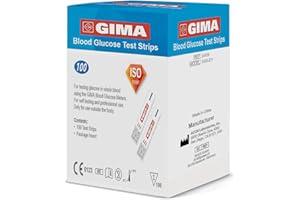 GIMA - Strisce Reattive per la Glicemia, per la Misurazione del Glucosio nel Sangue Intero, da usare con Glucometro GIMA, Certificate CE, Confezione da 100 Strisce