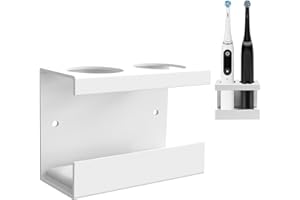 Linkidea Uchwyt ścienny na elektryczną szczoteczkę do zębów do łazienki, prysznica, 2 gniazda, wieszak na szczoteczkę do zębów ze stopu aluminium, samoprzylepny organizer na szczoteczki do zębów do