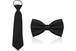 AFCJLTO Ensemble Cravate Enfant et Nœud Papillon Garçon pour un Look Parfait lors des Occasions Spéciales,Pré-Nouées et Réglables pour un Confort Optimal avec les Costumes et Smokings(noir)