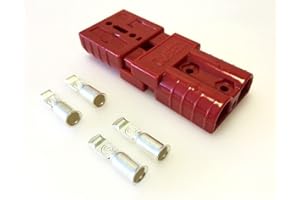 PAIR ANDERSON SB50-50 AMP 600V Plug - CABLE TERMINAL BATTERY POWER CONNECTOR（Red） (Φ Small Cable Range: 3.5mm)