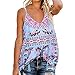 Produktbild Sanahy Damen T-Shirt Sommer, Ärmelloses Damenhemd mit V-Ausschnitt und Blumendruck und kleinem Riemen, lässiges Damen-Tanktop mit verstellbarem