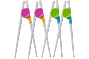 INGJIA Lot de 4 Paires de Baguettes d'apprentissage réutilisables en métal avec Baguettes en Silicone pour Enfants, Adultes, débutants