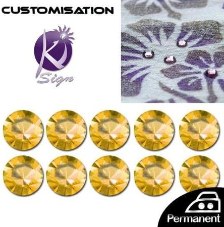 Hot Fix Fashion Rhinestones round ø 6 mm 35 pcs. gold, Acrylic, 21 x 15 x 1 cm