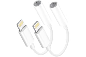 HIGHSPIRIT 2 Pack Adaptateur iPhone Jack/Adaptateur Lightning Jack[Certifié MFi]Adaptateur Jack iPhone/Lightning to Jack 3,5 mm Adaptateur Casque pour iPhone Aux Audio Câble Jack avec iPhone 14/13/XS/Max/8