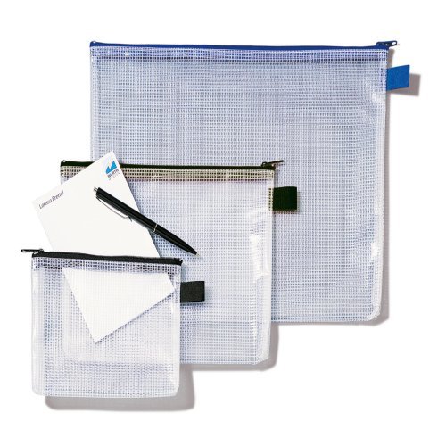 Rexel 1300260 - Bolsa portadocumentos de malla con cremallera  Negro Transparente  A4