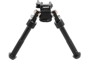 FXICH Bipiede per fucili da 6 a 9 pollici, Nero, Alluminio, Girevole, Inclinabile, Sgancio Rapido, Picatinny Mount, Tattico