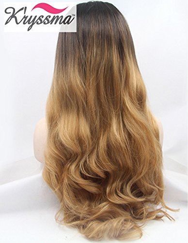 K’ryssma Perücke Blond Lang Haar Blonde Peruecke Braun Blond Ombre Perücke Ombre 24 inch Heat Safe Natural Synthetik Lace Front Wigs - 5