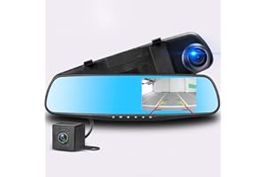 Podazz Dash Cam Mirror Dash Camera Front and Rear 1080P Full HD Video Car Driving Recorder Wide-Angle Dual Lens Dashboard Camera DVR with G-Sensor, Loop Recording Parking Mode Motion Detection (blue)