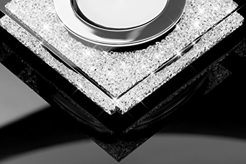 Edler Teelichthalter Lotus 1 mit SWAROVSKI ELEMENTS Kristallen – funkelnde Tischdeko, Muttertags-Geschenk (schwarz) - 3