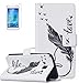 Produktbild Samsung Galaxy J5(2015)/J500F Flip Case mit Panzerglas,Original Flip Bookstyle Cover Wasserdicht Shockproof Anti Slip Protection Leather Case,Schmetterling Print Muster Pattern Wallet Case mit Intern Karte Schlitz,Anti-Sturz Stoßfest Stoßdämpfend Triangle Hemming Wallet Tasche,Magnetic Closure Schutzhülle mit Standfunktion und Handy Gürtel für Samsung Galaxy J5(2015)/J500F/J5 Duos 5.0Zoll-[weiß#1]+Panzerglas/Schutzfoliefoile/Displayschutzfolie