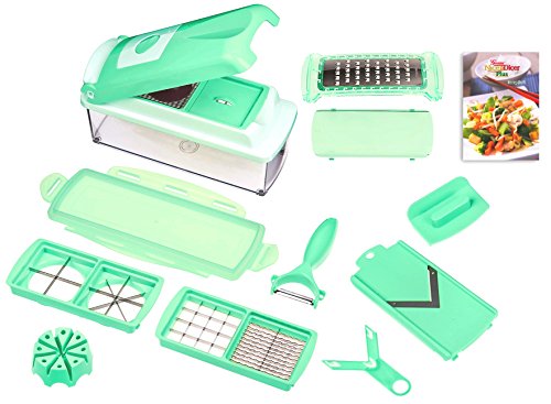 NEU Original TV Genius Nicer Dicer Plus - 14 tlg. Genius Mintgrün + Bananenschneider (Mintgrün/Gelb)