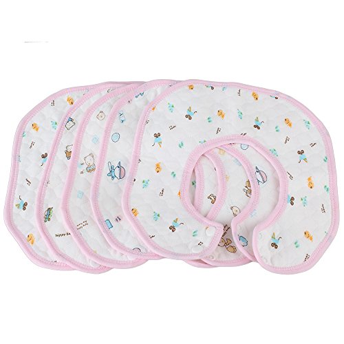 Pink Toddler Infant Burp Cloth Bibs Waterproof Saliva Towel For 0-3 Years Old Pack of 5