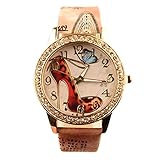 Vintage Frauen Strass Uhr mit Schuhe mit hohen Absätzen Muster Uhr Kunstleder Armband Armbanduhr Mode 3