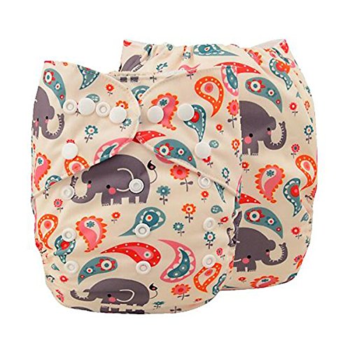 iZiv(TM) Newborn Organic Infant Waterproof/Adjustable/Reusable/Washable Pocket Cloth Diaper Fit Babies 0-3 Years(Elephant)