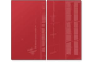 DEQORI Cubiertas de cristal para fogones, juego de 2 unidades, 60 x 52 cm, color liso, rojo, placas de vitrocerámica en cocina, universales, placas de cristal y tablas de cortar para placa de cocción