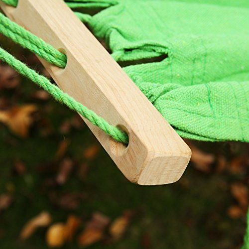 Holifine Doppel Hängematte Mehrpersonen Stabhängematte mit Fransen, 200 x 150 cm, belastbar bis 150 kg, Grün - 6