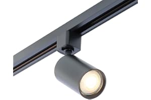 Qub Focus III – Spot LED sur rail monophasé GU10 – Plafonnier projecteur noir – Compatible système de rail au plafond – Éclairage moderne pour salon, cuisine ou bureau