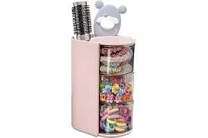 Qxiao Haar-Zubehör-Organizer, 3-lagig, transparent, Schmuck-Organizer, Kunststoff, Kopfband-Aufbewahrung, Haargummi-Organizer, 180° drehbarer Haar-Zubehör-Organizer, Haarbürsten-Aufbewahrungsständer