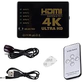 Derwell 4K Hdmı Uyumlu Switcher Hd 1080P 5 Port Hd Kvm Switch Hub Ir Uzaktan Kumanda İle Hdtv Dvd Tv