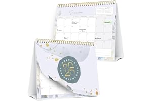 PAPERLIONS Tischkalender 2025 Monatskalender, Kalender 2025 zum Hinstellen, Monatskalender, Schreibtischkalender, Fest- und Feiertagen und Notizfeld, für Büro oder Zuhause