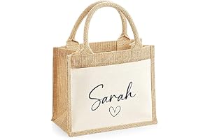 Personalised Jute Lunch Bag with Name and Heart Design