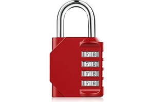 BeskooHome Combination Padlock, 4 Digit Waterproof Heavy Duty Padlock with Code for Gym Locker, School Locker, Toolbox, Garage, Backyard Gate, Shed (1 Pack Red)