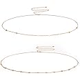 2pcs Gold Waist Chain, Beach Sexy Belly Chain Boho Waist Beads Chain Belts Vintage Adjustable Belly Body Chain Swimsuit Jewelry for Women Decoration Summer Gift (Type B)